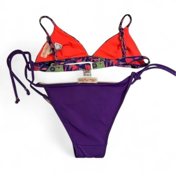Mara Hoffman Purple Bikini Set Medium | Designer Swimwear Eco Chic Y2K Vibes - Picture 3 of 10